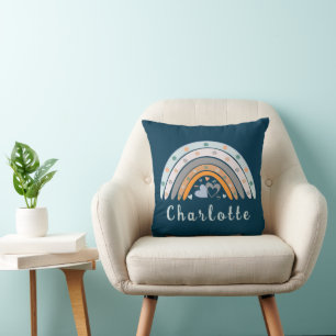 Hearts Boho Rainbow with Personalised Name Cushion