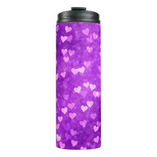 Hearts bokeh lights shapes purple thermal tumbler