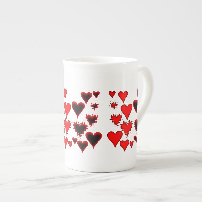 Hearts Bone China Mug (Front Right)