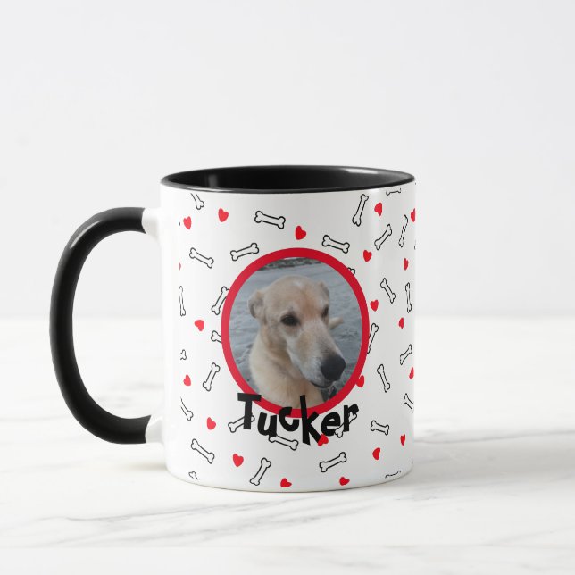 Hearts Bones Dog Photo Mug (Left)