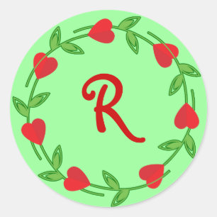 Hearts Border Stickers to Monogram