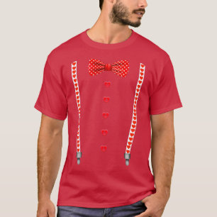 Hearts Bow Tie Suspenders Valentines Day Gift T-Shirt