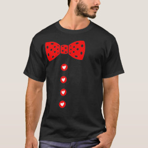 Hearts Bow Tie  Suspenders Valentines Day T-Shirt