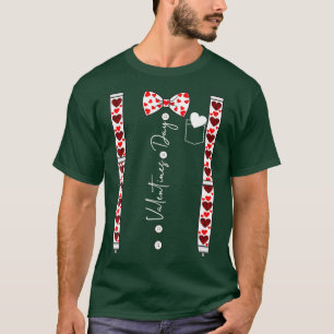 Hearts Bow tie  Suspenders Valentines Day T-Shirt
