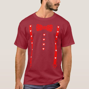 Hearts Bow Tie  Suspenders Valentines Day T-Shirt