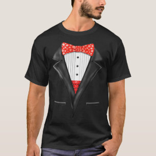 Hearts Bow Tie  Suspenders Valentines Day Tuedo T-Shirt