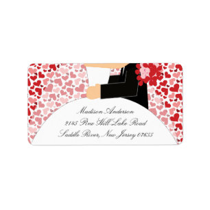 Hearts Bride & Groom Return Address Label