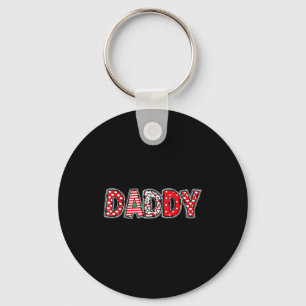Hearts buffalo plaid dad daddy valentines day key ring