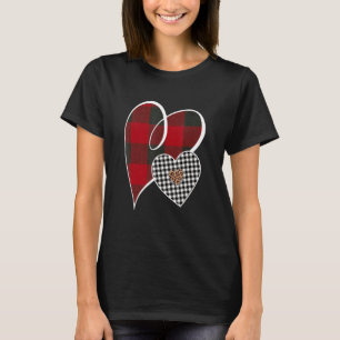 Hearts Buffalo Plaid Red White Leopard Heart Valen T-Shirt