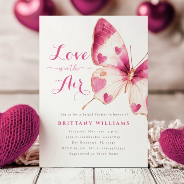 Hearts Butterfly Bridal Shower Invitation (Creator Uploaded)