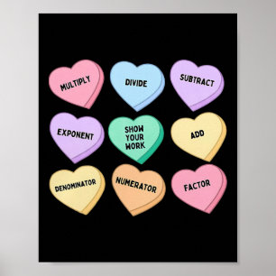 Hearts Candy Math Teacher Valentine Day Algebra Ge Poster