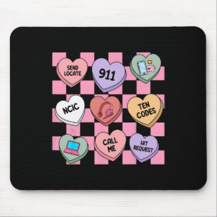 Hearts Candy Valentine's Day 911 Dispatcher , Mouse Mat