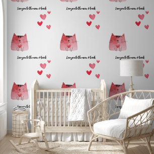 Hearts & Cats Love You To The Moon Wallpaper