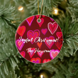 hearts ceramic tree decoration