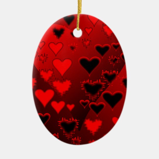 Hearts Ceramic Tree Decoration (Front)