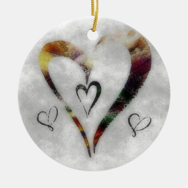 Hearts Ceramic Tree Decoration (Front)