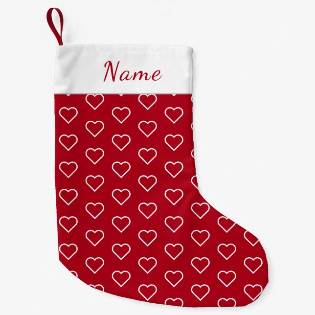 Hearts Christmas Stocking with Custom Name (Front)