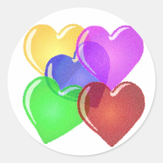 Hearts Classic Round Sticker (Front)