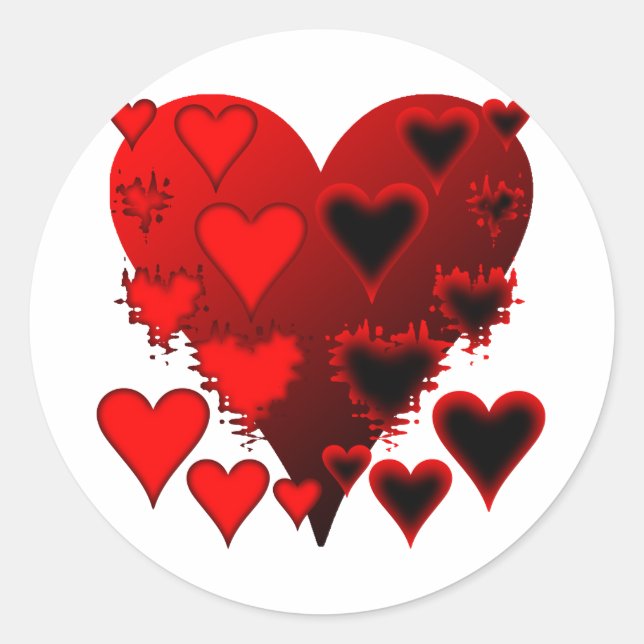 Hearts Classic Round Sticker (Front)