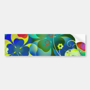 Hearts, Clovers and Flowers in Abstract Art Bumper Sticker