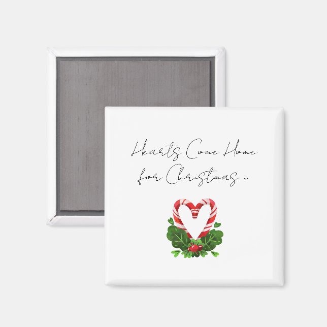 Hearts Come Home For Christmas Candy Cane Heart Magnet (Front/Back)
