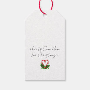 Hearts Come Home For Christmas Holidays Candycane  Gift Tags