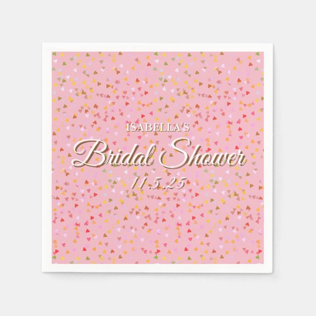 Hearts Confetti Bridal Shower Napkin (Front)