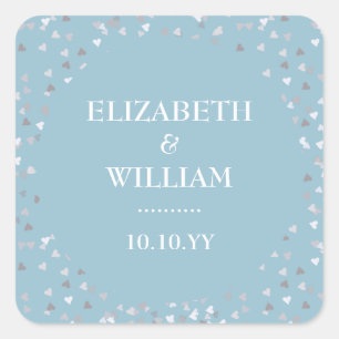 Hearts Confetti Wedding Square Sticker