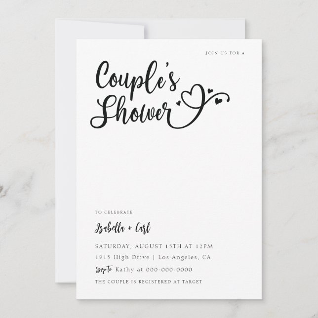 Hearts Couple's Shower Invitation (Front)