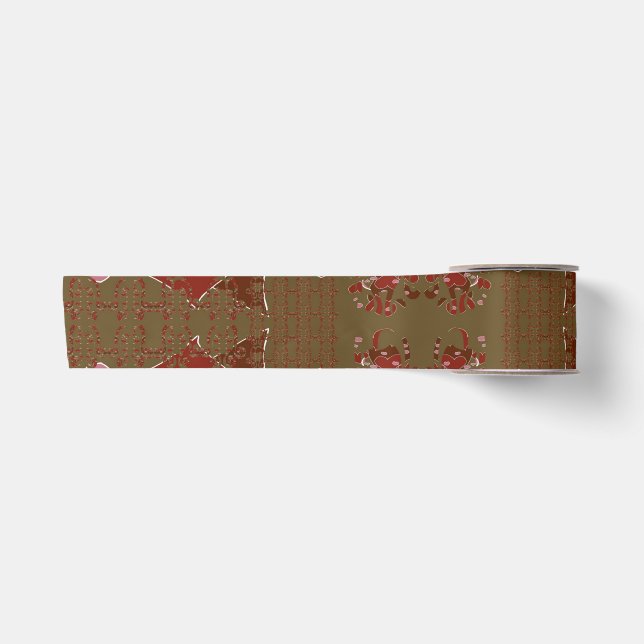 Hearts Cupflowers Satin Ribbon (Front)
