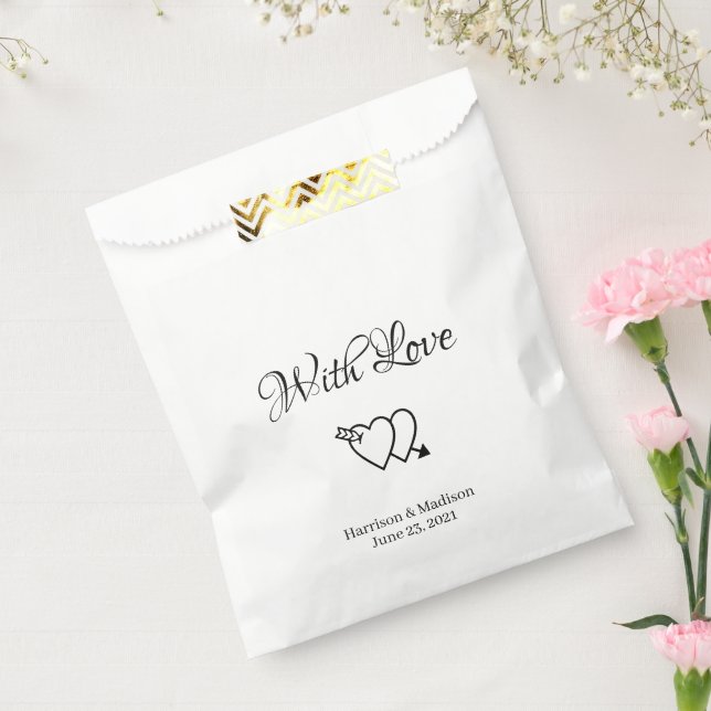 Hearts Custom name text Wedding gift Favour Bag (Sealed)