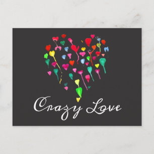 Hearts cute colourful whimsical heart art postcard