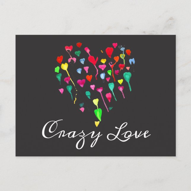 Hearts cute colourful whimsical heart art postcard (Front)