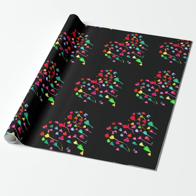 Hearts cute colourful whimsical heart art wrapping paper (Unrolled)