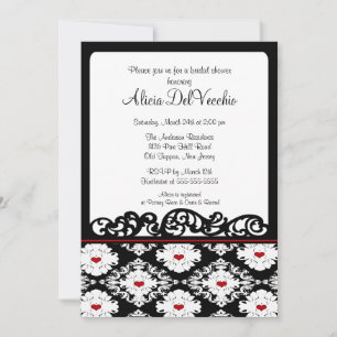 Hearts Damask Bridal Shower Invitation
