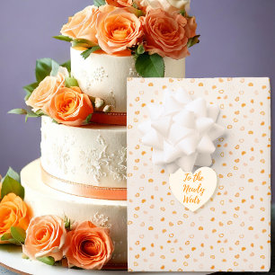 Hearts - Dark Orange on Light Orange Wrapping Paper Sheet