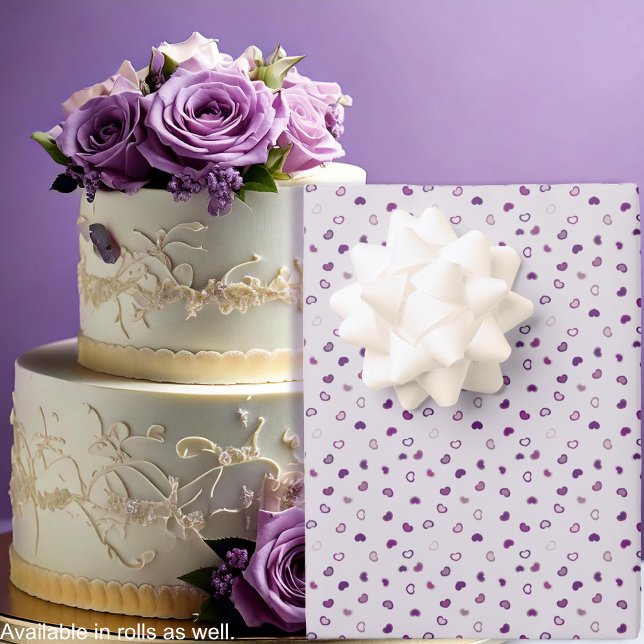 Hearts - Dark Purple on Light Violet Wrapping Paper Sheet (Hearts - Dark Purple on Light Violet Wrapping Paper Sheets-cake-by Leapfroglisics Shop)