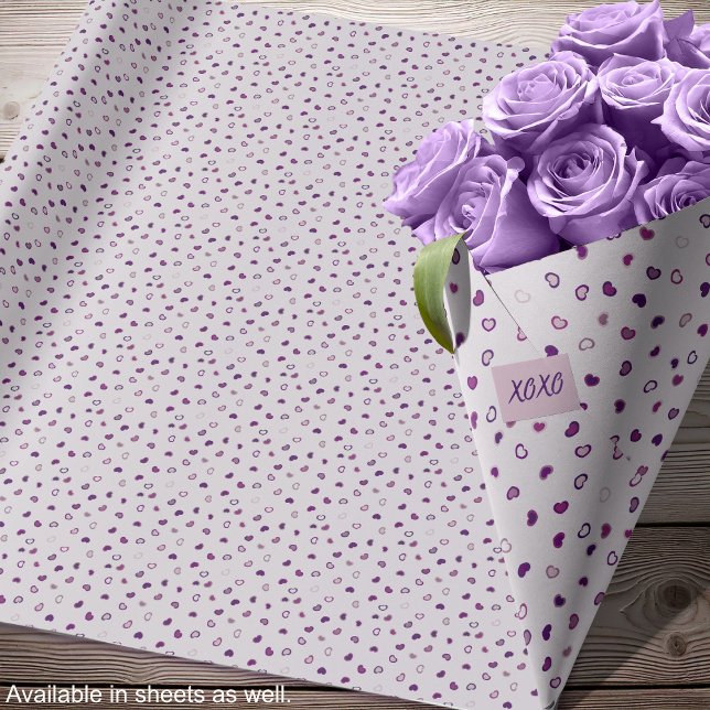 Hearts - Darker Purples on Light Purple - Rolls Wrapping Paper (Hearts - Darker Purples on Light Purple - Rolls Wrapping Paper-roses-by Leapfroglisics Shop)