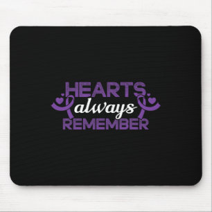Hearts Dementia Purple Ribbon Awareness Support Mouse Mat