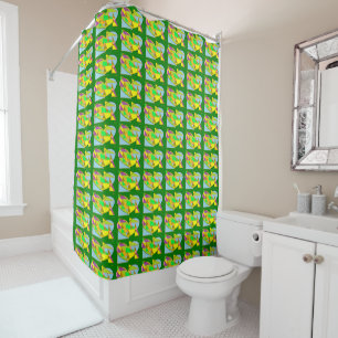 Hearts design on green background shower curtain