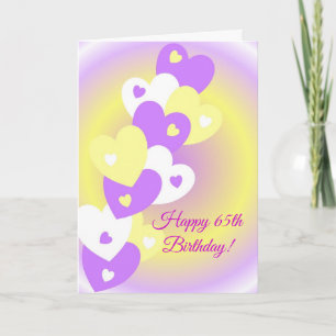 Hearts Design Personalised 65th Birthday Card