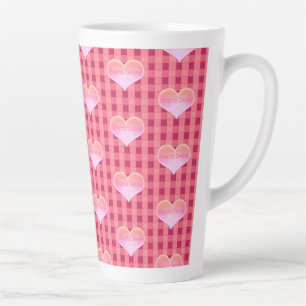 Heart's Desire Hearts & Checked Tablecloth Pattern Latte Mug