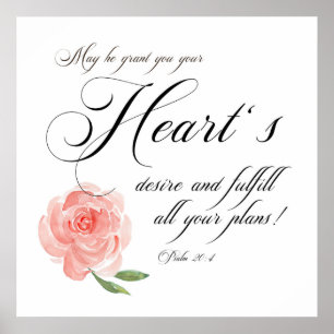 Heart's desire pink rose poster