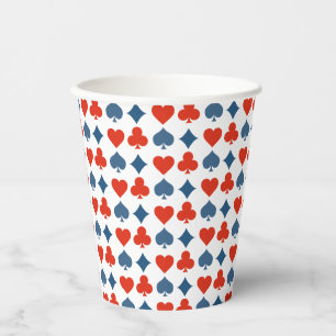 Hearts Diamonds Clubs Spades Red Blue Playing Card Paper Cups