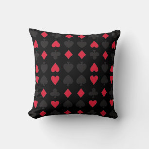 Hearts Diamonds Spades Clubs Playing Cards Pattern Cushion