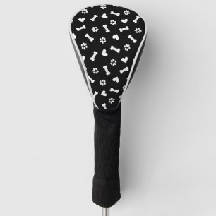 Hearts Dog Paws And Bones Black  Golf Head Cover