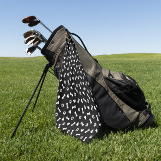 Hearts Dog Paws And Bones Black Golf Towel