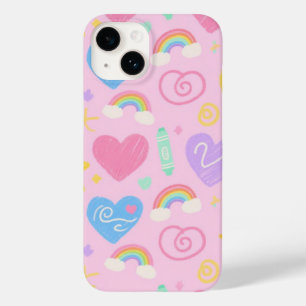 Hearts & Doodles Phone Case – Kawaii Kidcore Vibe