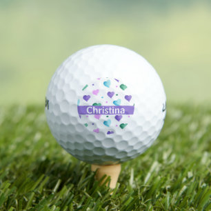 Hearts Dots Watercolor Pattern Personalise Golf Balls