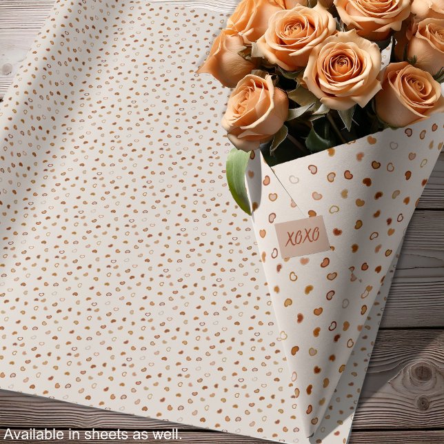 Hearts - Earthtone rustic on white cement Wrapping Paper (Hearts - Earthtone rustic on white cement Wrapping Paper-roses-by Leapfroglisics Shop)